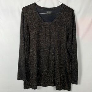 Avenue Black Lightweight Sweater with Gold Sparkles - Size 22/24